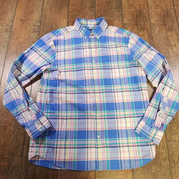 Vineyard Vines Men's Size M Colorful Button Down Plaid Shirt Long Sleeve Preppy - Picture 2 of 8